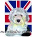 Caroline's Treasures Union Jack Old English Sheepdog with English British Flag Glass Cutting Board HTJ17929
